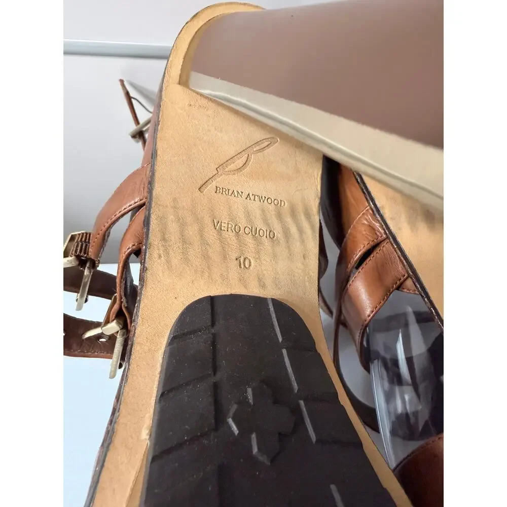 Brian Atwood Leather Gold Platform Heels EU 40